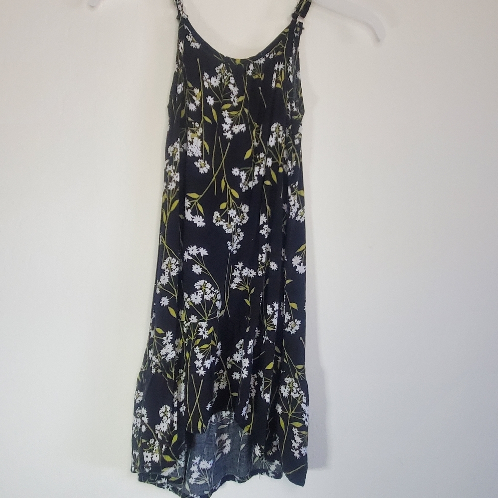 Children's Place Girls Sleeveless Black White Floral Print Dress Size S 5/6